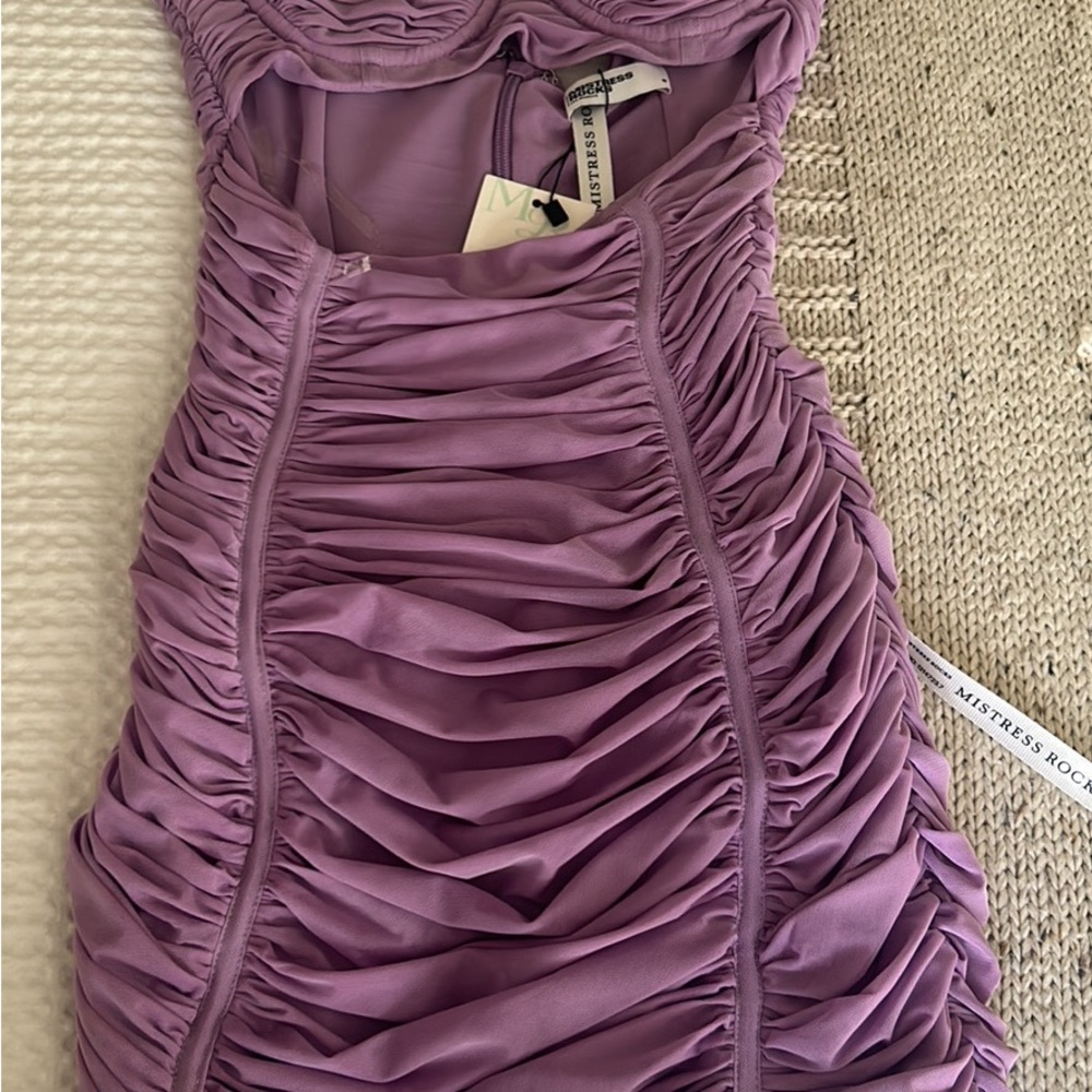 Mistress Rocks Lilac Ruched Dress - Picture 2 of 4